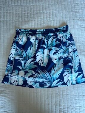 Tommy Bahama Blue Tropical Leaf Print Skirt